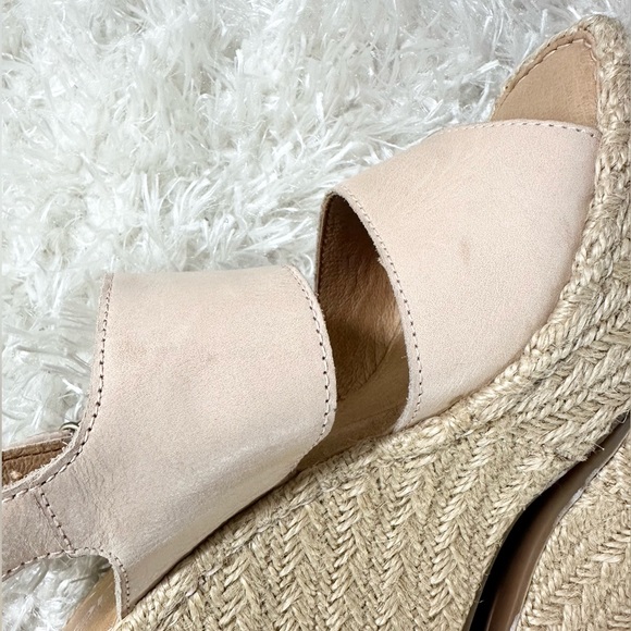 Born Wedge Espadrille Vachetta Leather Light Pink/Tan Women’s Size 9 - Picture 6 of 9